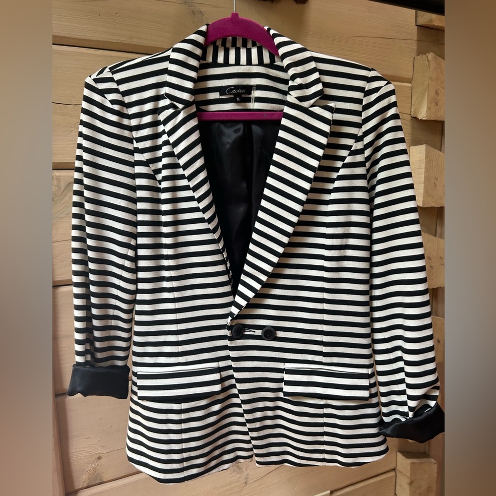 Black and White Pinstriped Blazer